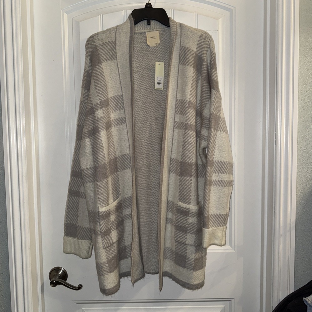 Harper Herritage Houndstooth Open Front Sweater Large Sold By Francesca's NWT
